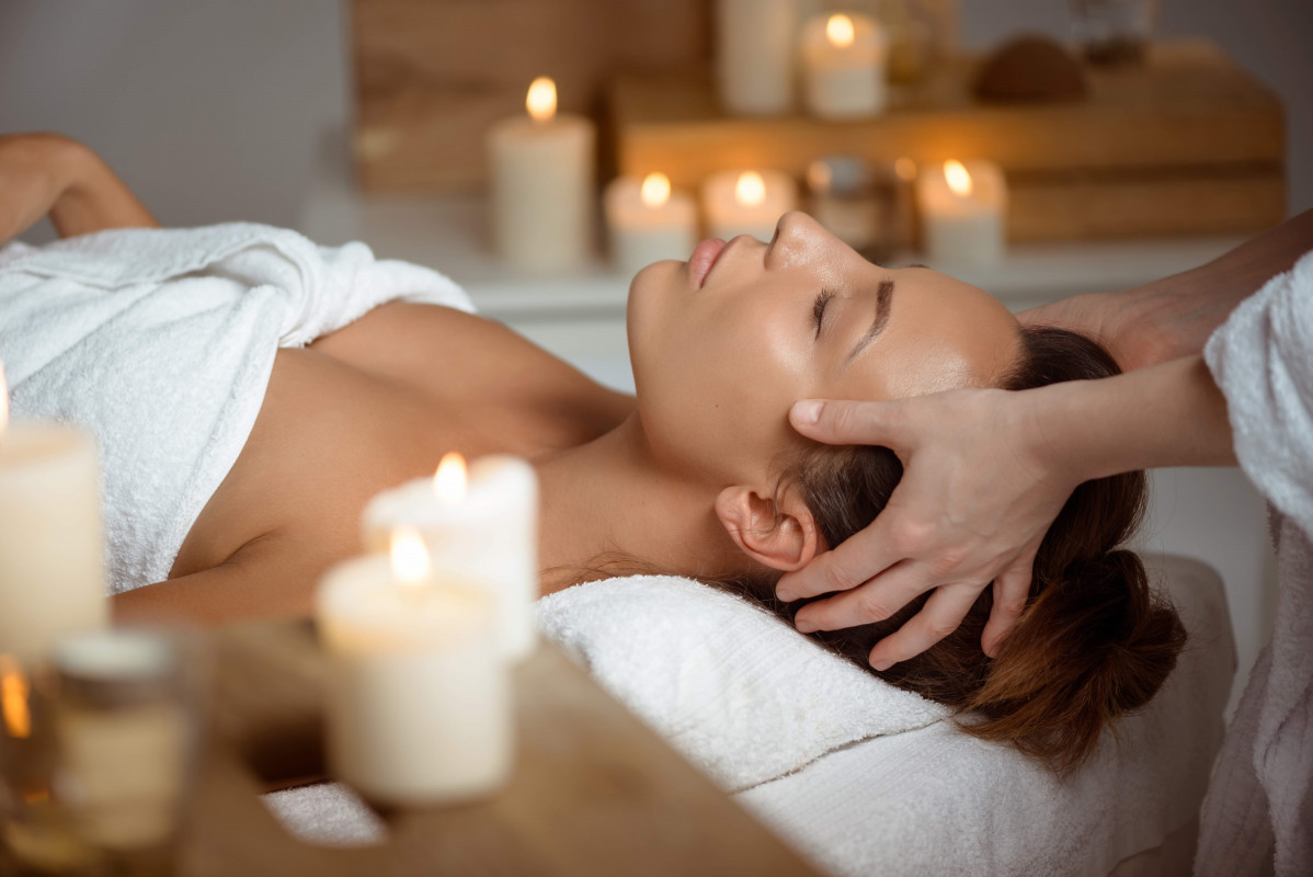 Woman having a head massage