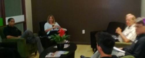 Our trainer Stacy getting feedback from the therapist team