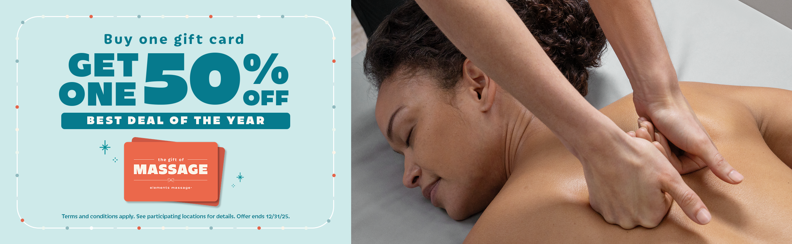 Buy one gift card, get one 50% off. Best deal of the year.