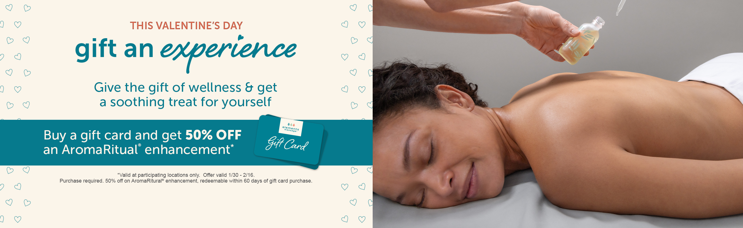 Buy a gift card & get 50% off an AromaRitual enhancement